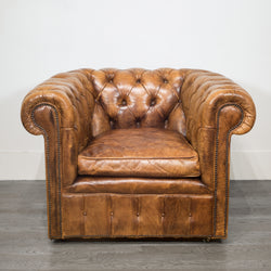 Mid-century Tufted Leather Chesterfield Club Chair c.1950-1970