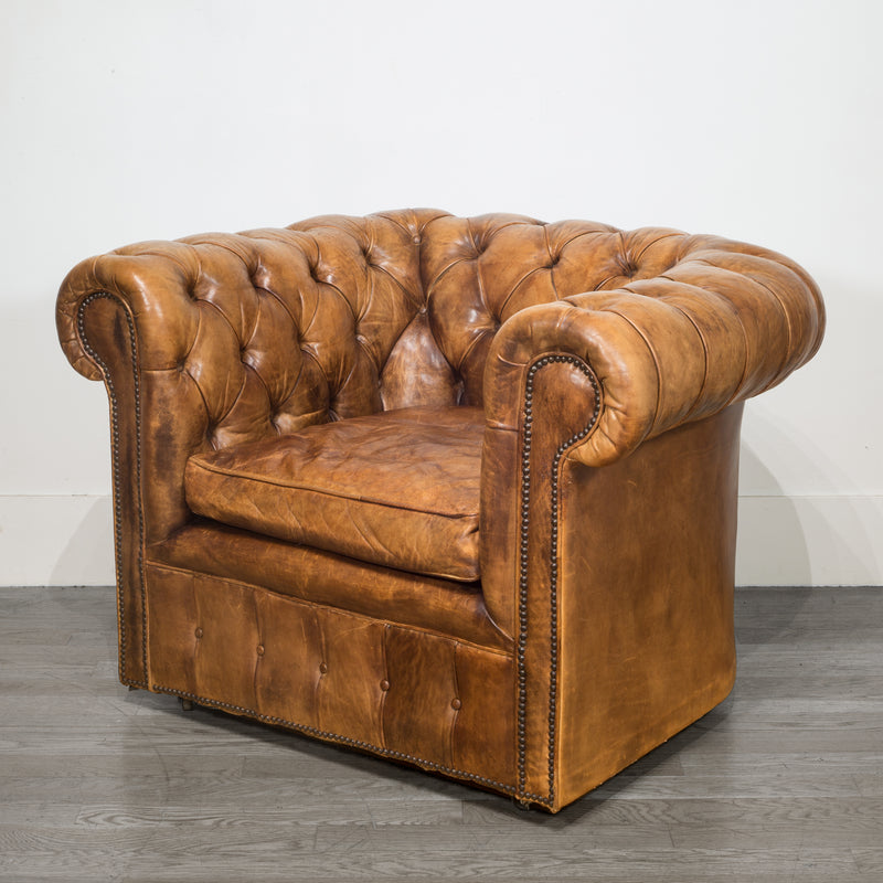 Mid-century Tufted Leather Chesterfield Club Chair c.1950-1970