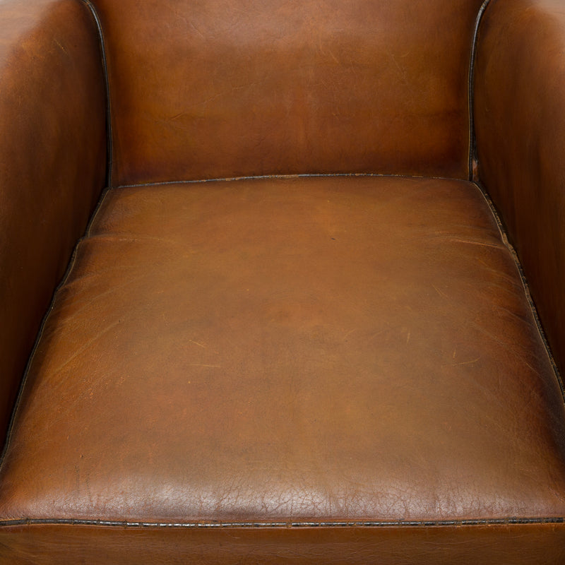 French Rollback Sheep Hide Club Chairs c.1940