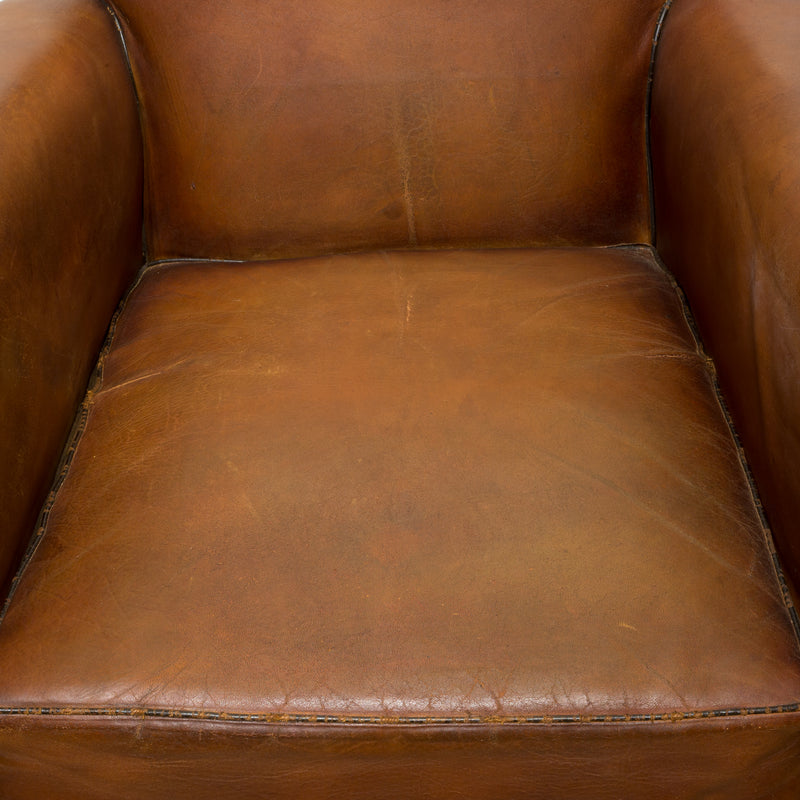 French Rollback Sheep Hide Club Chairs c.1940