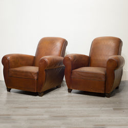 French Rollback Sheep Hide Club Chairs c.1940