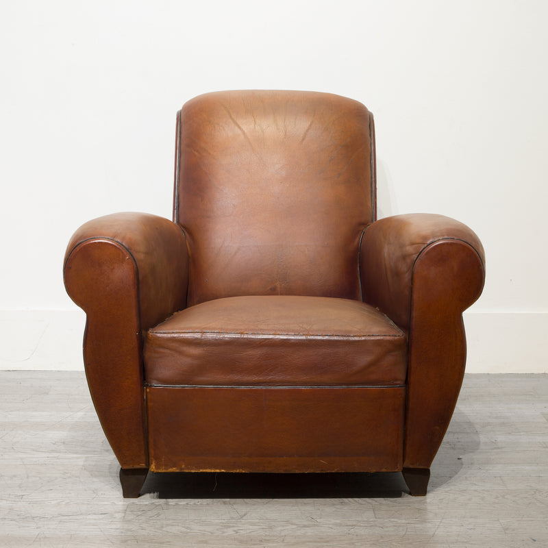 French Rollback Sheep Hide Club Chairs c.1940