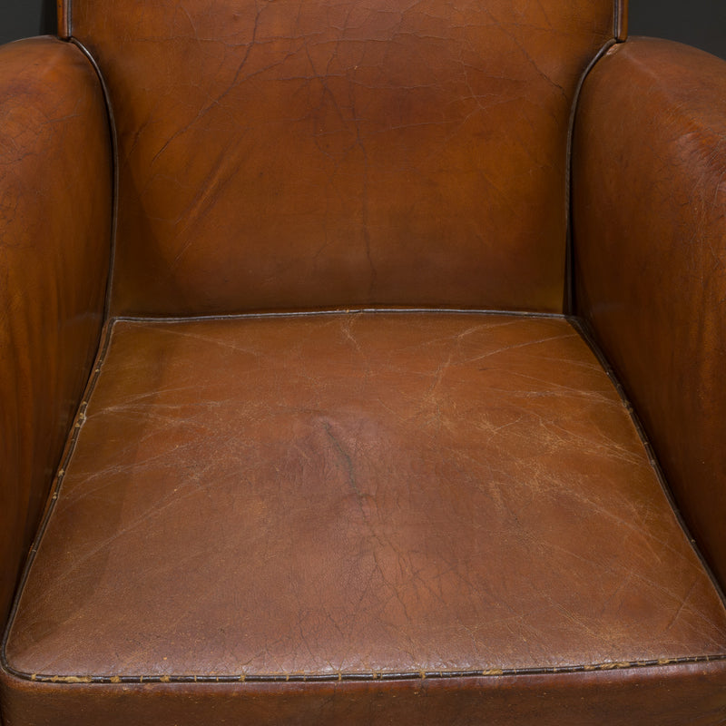 Pair of French Rollback Sheep Hide Club Chairs c.1940