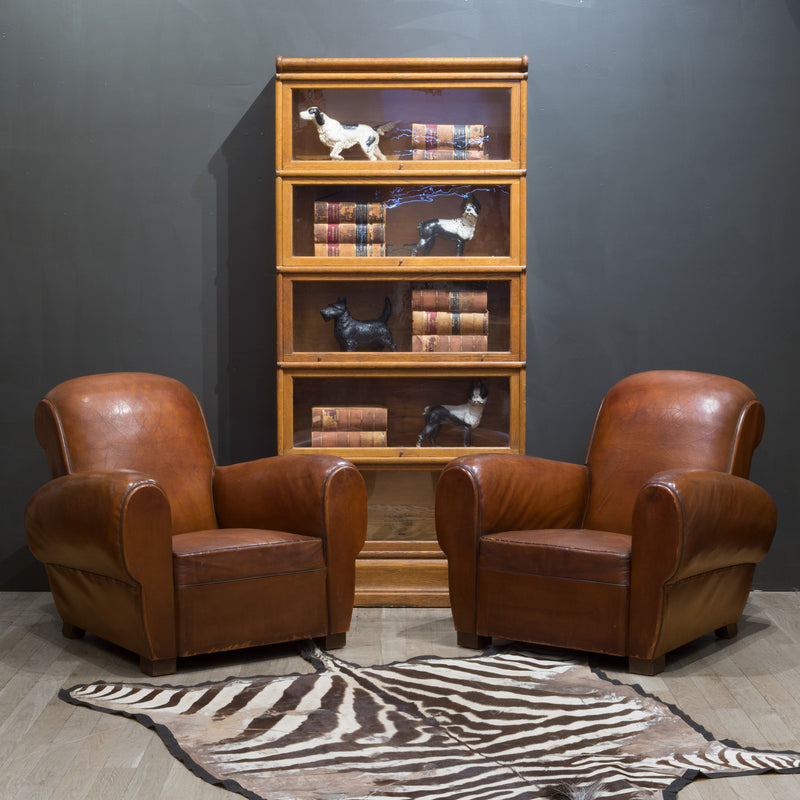 Pair of French Rollback Sheep Hide Club Chairs c.1940