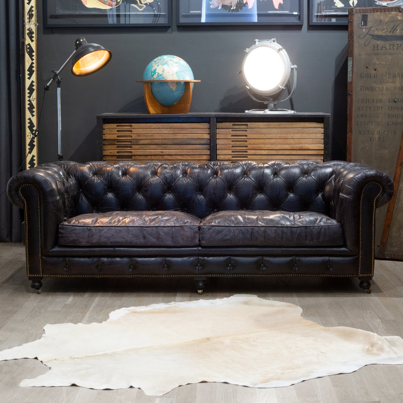 Timothy Oulton Feather Sofa in Old Saddle Black Leather