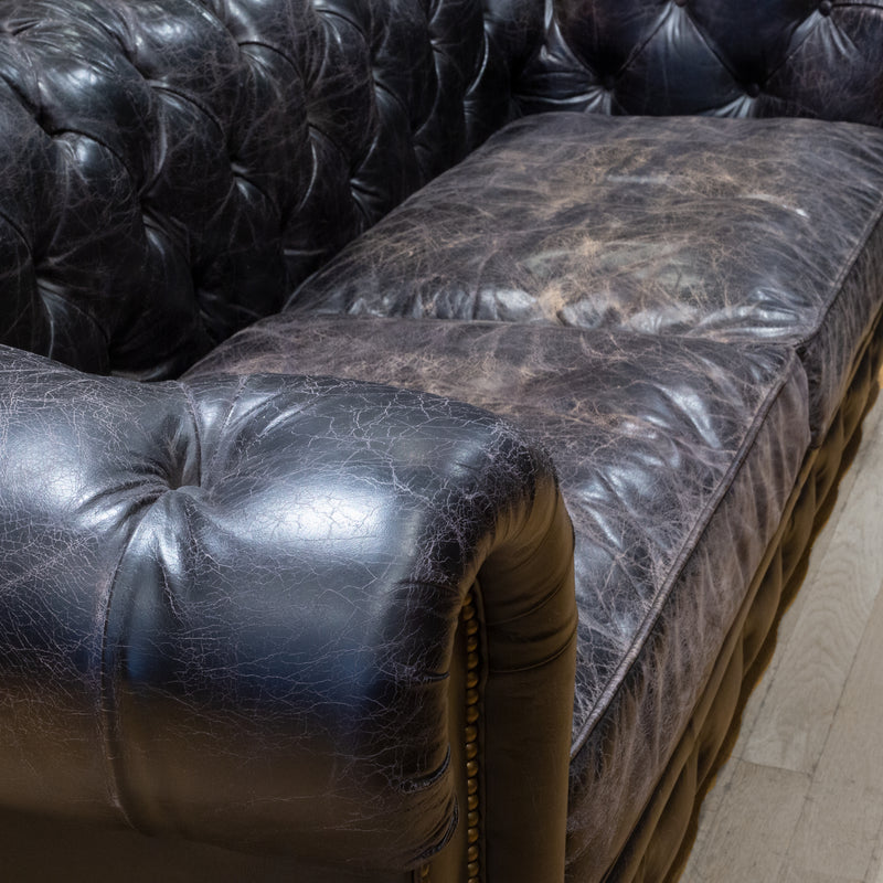 Timothy Oulton Feather Sofa in Old Saddle Black Leather